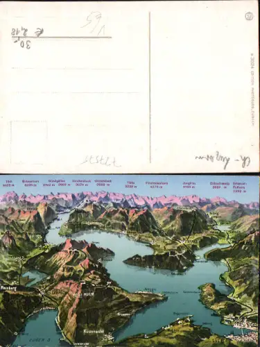 727575 Landkarten AK Vogelschau Zugersee Zug Weggis Luzern Vierwaldstättersee