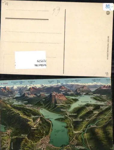 727579 Landkarten AK Vogelschau Zugersee Zug Reuss Küssnacht Luzern Lorze St. Adrian
