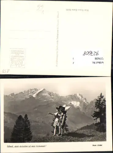 727608 Kinder Kind Tracht Tiroler Hut Bergkulisse Schau dort hinten ist mei Hoamat pub Max Stoess 39/163