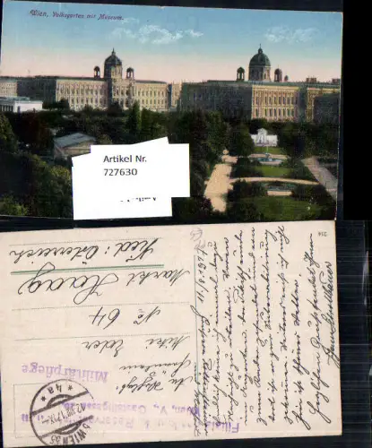 727630 Feldpost WW1 Filiale des k.u.k. Reservespital Wien Militärpflege