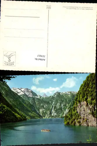 727657 Königssee mit Malerwinkel St Bartholomä u. Schönfeldspitze Schiff Binnenschiff Transport