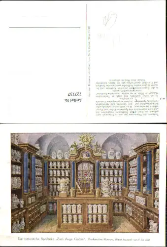 727737 Künstler AK F. Teubel Historische Apotheke Zum Auge Gottes Medizin Interieur
