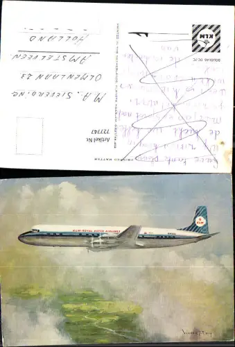 727747 Künstler AK KLM Douglas DC-7C Flugzeug über den Wolken Luftfahrt Transport