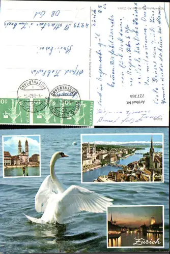 727765 Mehrbild AK Schwan Tiere Zürich Ansichten d. Stadt