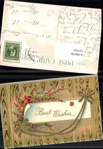 727767 Glückwunsch Best Wishes Papierrolle Blumen Schleife
