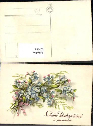 727768 Glückwunsch Srdecne blahoprani k jmeninam Blumenstrauß Blumen Vergissmeinnicht