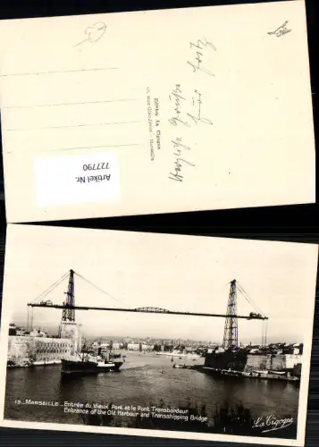 727790 Marseille Entree du Vieux Port et le Pont Transbordeur Brücke Hafen Schiff Dampfer Bauwerk