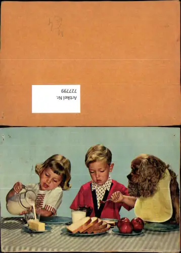 727799 Kind mit Hund vermenschlicht Frühstück Essen Tiere Humor