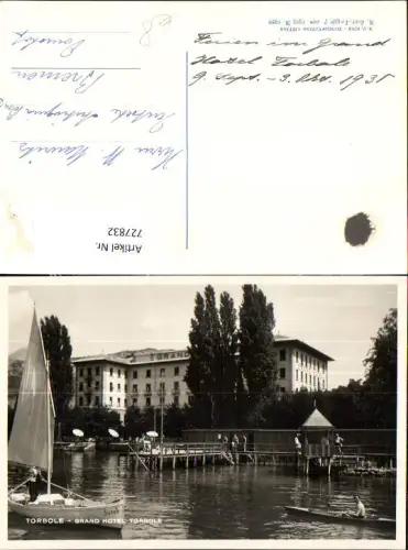 727832 Foto AK Torbole Grand Hotel Torbole Segelboot Ruderboot Anleger Italy