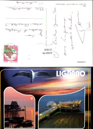 727858 Mehrbild AK Lignano bei Nacht Möwe Italy