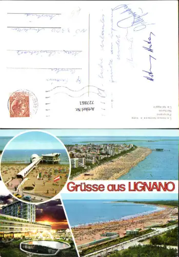727861 Mehrbild AK Lignano La nuova terrazza a mare Panorama Notturno La spiaggia Italy