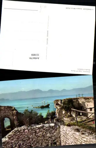 727899 Sirmione Lago di Garda Grotte di Catullo altes Segelschiff gestrandet Ruine Italy