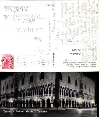 727909 Foto AK Venedig Dogenpalast b. Nacht Venezia Palazzo Ducale Notturno Italy
