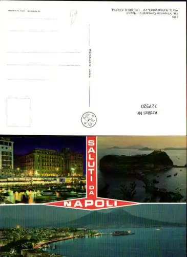 727920 Mehrbild AK Saluti Napoli Neapel Küste b. Nacht Italy