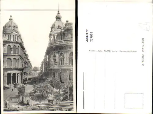 727955 Foto AK Genova Genua Via XX Settembre Straßenpartie Italy