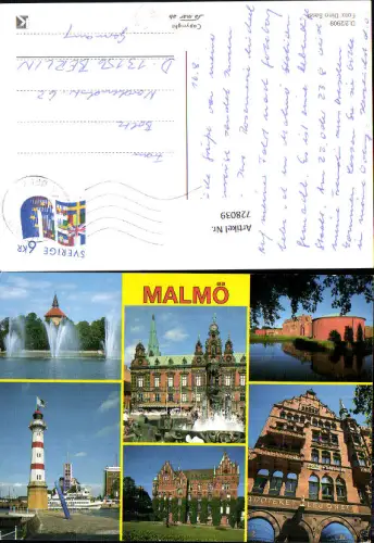 728039 Mehrbild AK Malmö Leuchtturm Springbrunnen Apoteket Lejonet Sweden