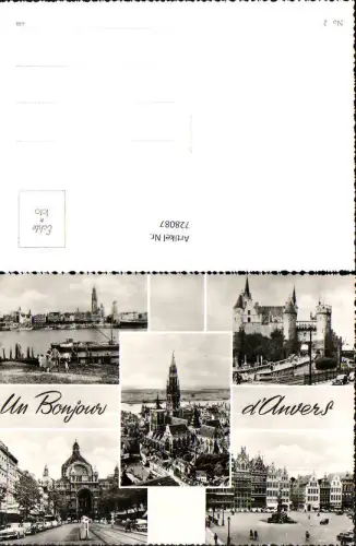 728087 Mehrbild Foto AK Un Bonjour d Anvers Antwerpen Belgium