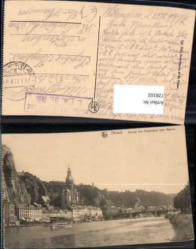 728102 Dinant Vertrek der Piezierboot naar Namen Schiff Brücke Belgium
