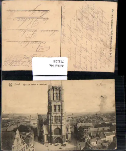 728126 Gand Gent Eglise St Bavon et Panorama Kirche Belgium