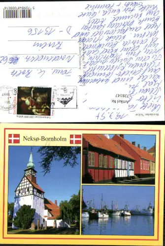 728147 Mehrbild AK Nekso-Bornholm Bornholm Kirche Fachwerk Hafen Schiffe Boote Denmark