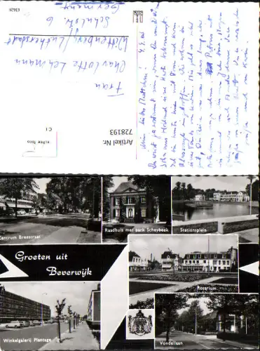 728193 Mehrbild AK Groeten uit Beverwyk Centrum Breestraat Rosarium Vondellaan Nederlands