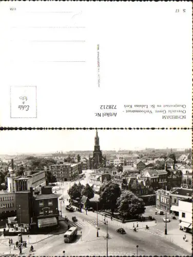 728212 Foto AK Schiedam Overzicht Gerrit Verboomstraat Oranjestraat en St Liduina Kerk Nederlands
