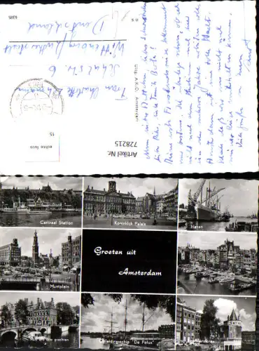 728215 Mehrbild AK Groeten uit Amsterdam Centraal Station Haven Muntplein Nederlands