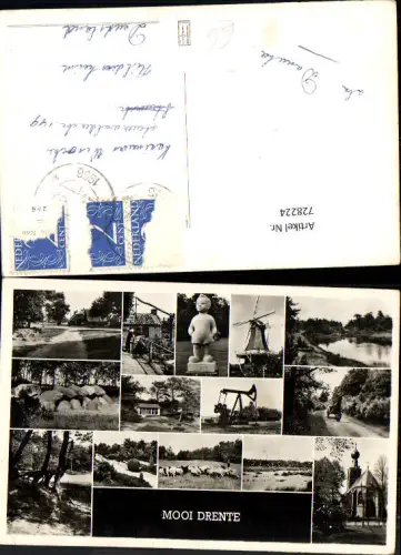728224 Mehrbild AK Mooi Drente Windmühle Kirche Statue Nederlands