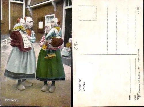 728267 Marken Volkstypen Tracht Frauen Kinder Holzschuhe Nederlands