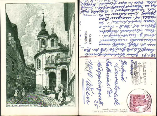 728275 Künstler AK Ulf Seidl Die Jesuitenkirche in Prag Praha Czech Republic