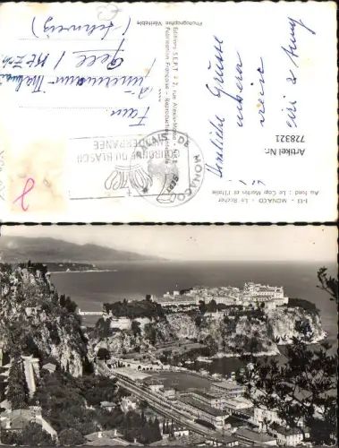 728321 Foto AK Monaco Le Rocher Au fond Le Cap Martin et l Italie Monaco