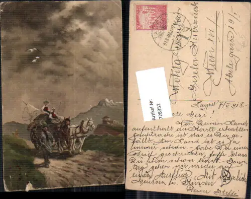 728352 Künstler AK Zigeuner Mignon Fahrendes Volk Pferde Stp. Zagreb