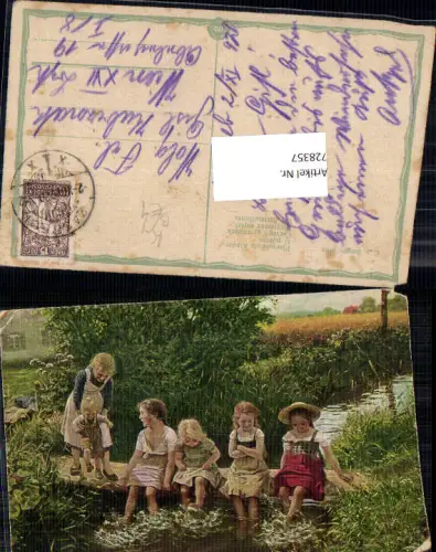 728357 Künstler AK C. v. Bergen Planschende Kinder Wasser Stp. Zagreb