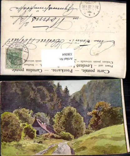 728364 Künstler AK Splitgerber jun. Wald Dorf Stp. Bingen Rhein