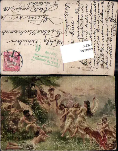 728377 Künstler AK C. Makowsky Der Tanz tanzen k.K. Feldpost Zensur Zagreb