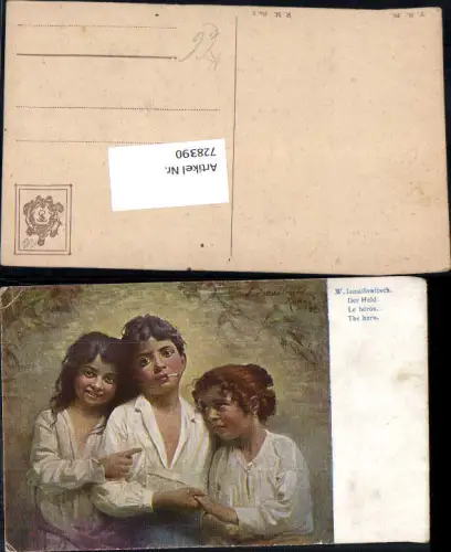 728390 Künstler AK W. Ismailowitsch Der Held kind raucht Zigarette Mädchen