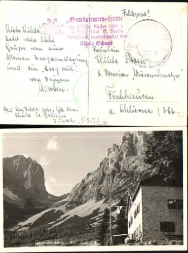 728454 Gaudeamushütte b. St. Johann in Tirol Going Tirol Feldpost