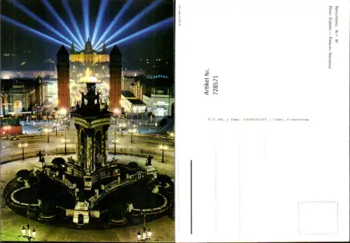 728571 Barcelona Plaza Espana Palacio Nacional bei Nacht Spain