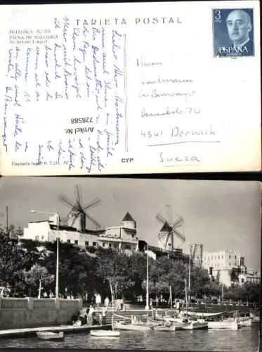 728588 Foto AK Mallorca Palma de Mallorca Molines del Jonquet Windmühle Hafen Spain