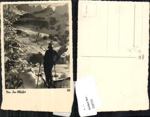 728733 Foto-AK P. Damm Fotograf Vor der Abfahrt Frau Ski Skiläufer Schnee Winter