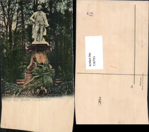 728795 Gruss aus Berlin Lessing Denkmal 1900