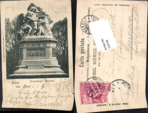 728798 Gruss aus Basel Strassburger Denkmal 1900