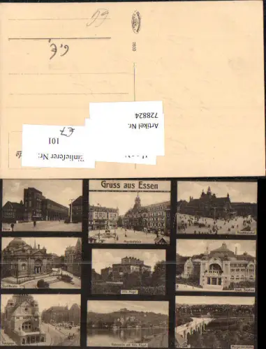 728824 Gruss aus Essen Ruhrpartie Theater Börse Bahnhof Synagoge