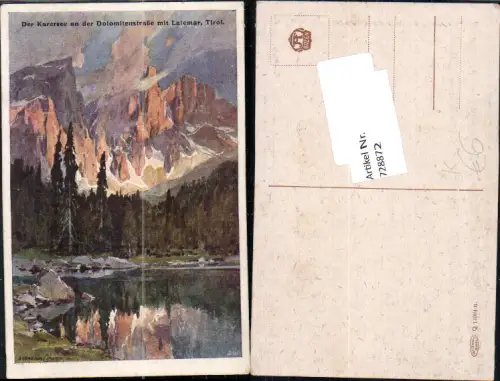 728872 Künstler AK E. Harrison Compton Karersee Latemar Trentino Welschnofen