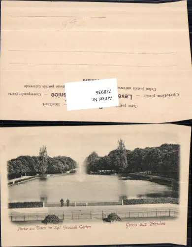 728936 Gruss aus Dresden Partie am Teich im Kgl. Grossen Garten 1900