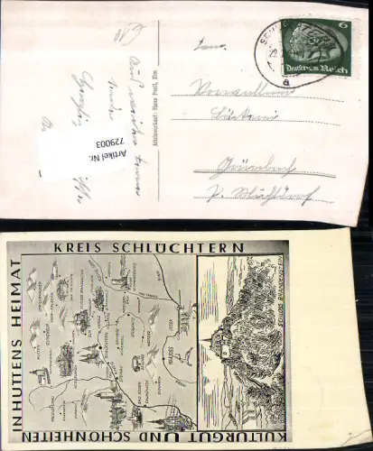729003 Kreis Schlüchtern Brandenstein Bad Soden Steinau Hutten Gundhelm Landkarten AK