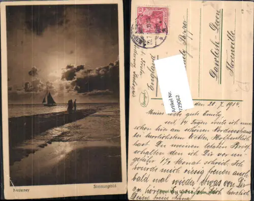 729062 Norderney Stimmungsbild 1914 Strand Meer Brandung Nordsee