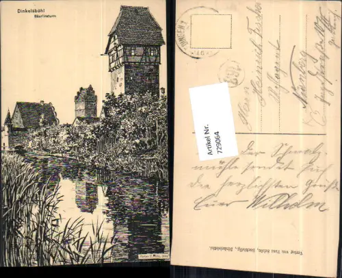 729064 tolle Künstler AK Eugen Felle Isny Dinkelsbühl Bäurlinsturm