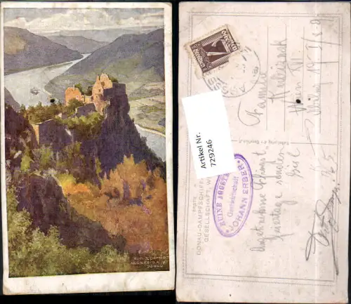 729246 Künstler AK Rud. Schmidt Aggstein a. d. Donau Ruine Burg