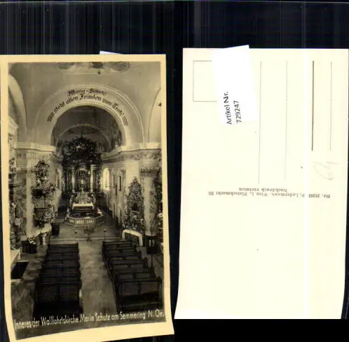 729247 Maria Schutz Wallfahrtskirche Marktgemeinde Maria Schutz a. Semmering Inneres Bez. Neunkirchen